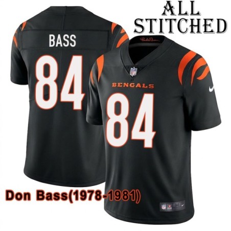 Black Home Embroidered Don Bass Cincinnati Bengals #84 Stitched Jersey