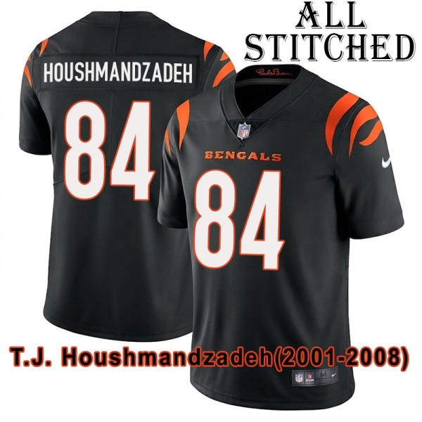 Black Home Embroidered T.J. Houshmandzadeh Cincinnati Bengals #84 Stitched Jersey