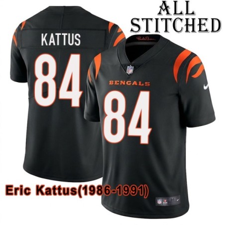 Black Home Embroidered Eric Kattus Cincinnati Bengals #84 Stitched Jersey