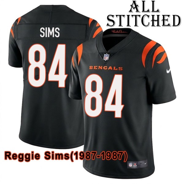 Black Home Embroidered Reggie Sims Cincinnati Bengals #84 Stitched Jersey