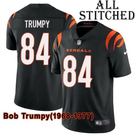 Black Home Embroidered Bob Trumpy Cincinnati Bengals #84 Stitched Jersey