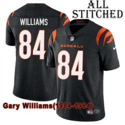 Black Home Embroidered Gary Williams Cincinnati Bengals #84 Stitched Jersey