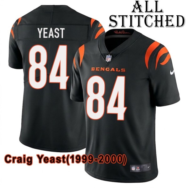 Black Home Embroidered Craig Yeast Cincinnati Bengals #84 Stitched Jersey