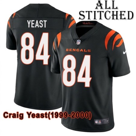 Black Home Embroidered Craig Yeast Cincinnati Bengals #84 Stitched Jersey