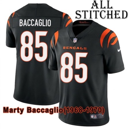 Black Home Embroidered Marty Baccaglio Cincinnati Bengals #85 Stitched Jersey