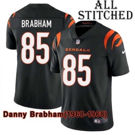 Black Home Embroidered Danny Brabham Cincinnati Bengals #85 Stitched Jersey