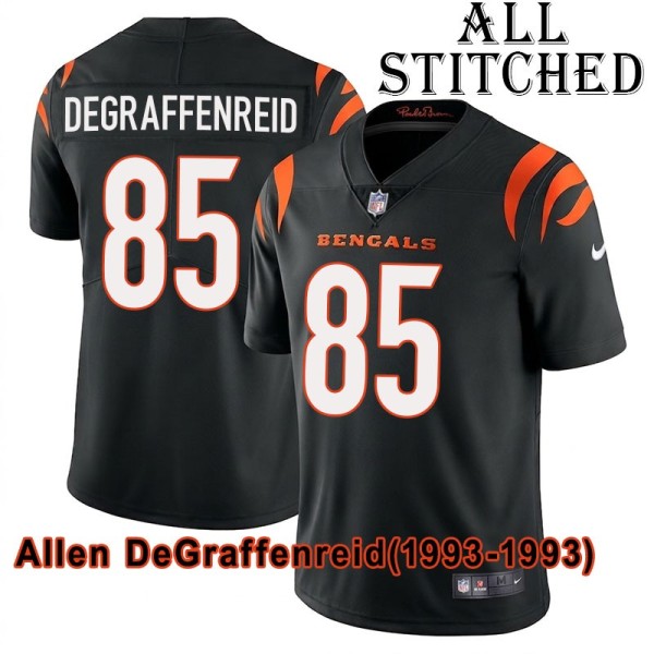 Black Home Embroidered Allen DeGraffenreid Cincinnati Bengals #85 Stitched Jersey