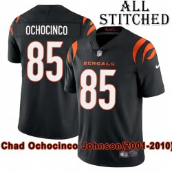 Black Home Embroidered Chad Johnson Cincinnati Bengals #85 Stitched Jersey