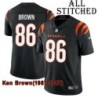 Black Home Embroidered Ken Brown Cincinnati Bengals #86 Stitched Jersey
