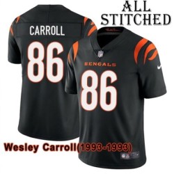 Black Home Embroidered Wesley Carroll Cincinnati Bengals #86 Stitched Jersey