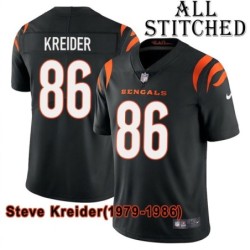 Black Home Embroidered Steve Kreider Cincinnati Bengals #86 Stitched Jersey