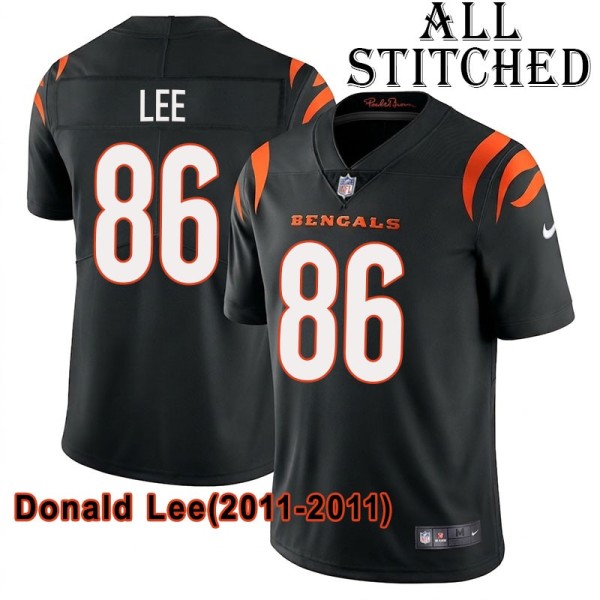 Black Home Embroidered Donald Lee Cincinnati Bengals #86 Stitched Jersey