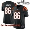 Black Home Embroidered Carl Parker Cincinnati Bengals #86 Stitched Jersey