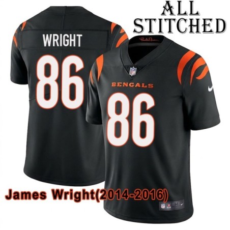 Black Home Embroidered James Wright Cincinnati Bengals #86 Stitched Jersey