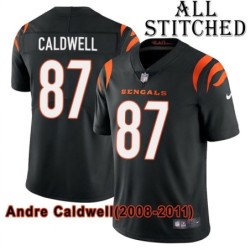Black Home Embroidered Andre Caldwell Cincinnati Bengals #87 Stitched Jersey