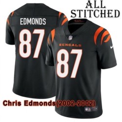 Black Home Embroidered Chris Edmonds Cincinnati Bengals #87 Stitched Jersey