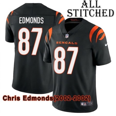 Black Home Embroidered Chris Edmonds Cincinnati Bengals #87 Stitched Jersey