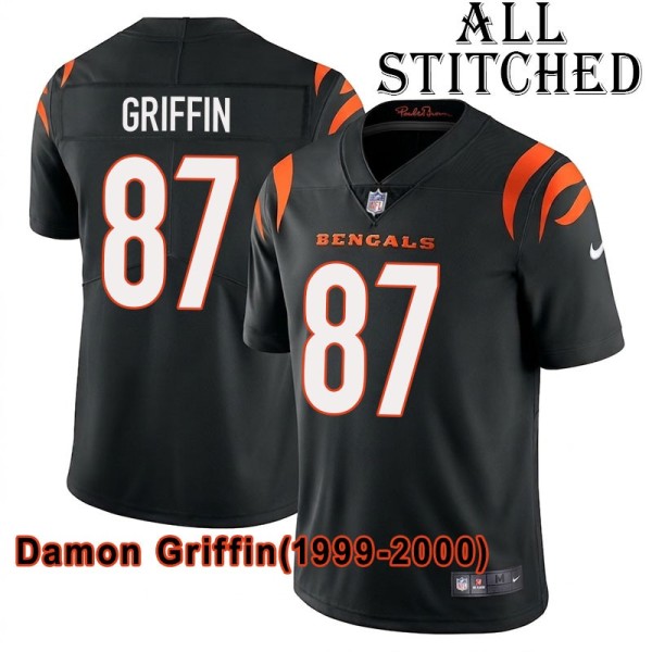 Black Home Embroidered Damon Griffin Cincinnati Bengals #87 Stitched Jersey