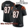 Black Home Embroidered Mike Kelly Cincinnati Bengals #87 Stitched Jersey