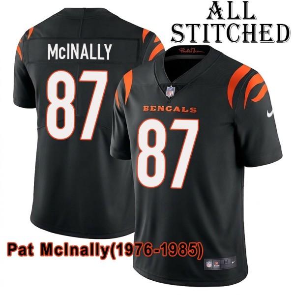 Black Home Embroidered Pat McInally Cincinnati Bengals #87 Stitched Jersey