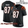 Black Home Embroidered Jim Riggs Cincinnati Bengals #87 Stitched Jersey