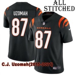 Black Home Embroidered C.J. Uzomah Cincinnati Bengals #87 Stitched Jersey