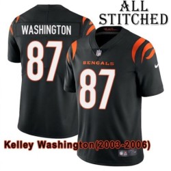 Black Home Embroidered Kelley Washington Cincinnati Bengals #87 Stitched Jersey