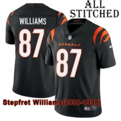 Black Home Embroidered Stepfret Williams Cincinnati Bengals #87 Stitched Jersey