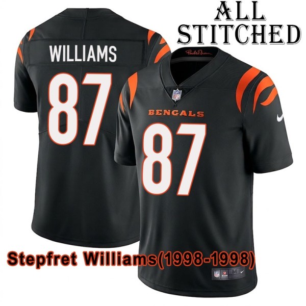 Black Home Embroidered Stepfret Williams Cincinnati Bengals #87 Stitched Jersey