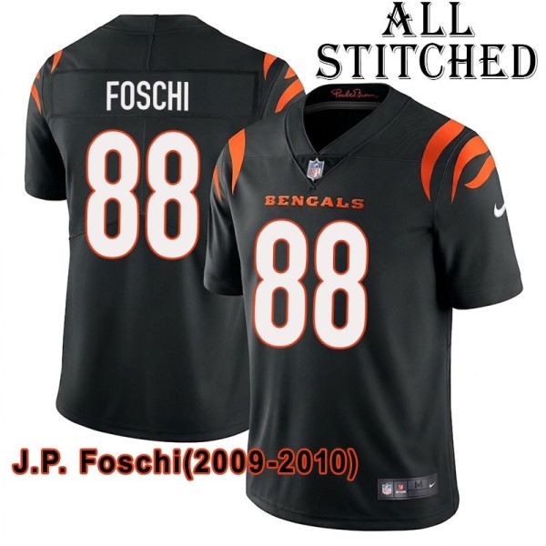 Black Home Embroidered J.P. Foschi Cincinnati Bengals #88 Stitched Jersey