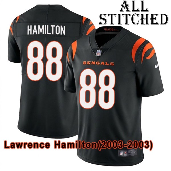 Black Home Embroidered Lawrence Hamilton Cincinnati Bengals #88 Stitched Jersey