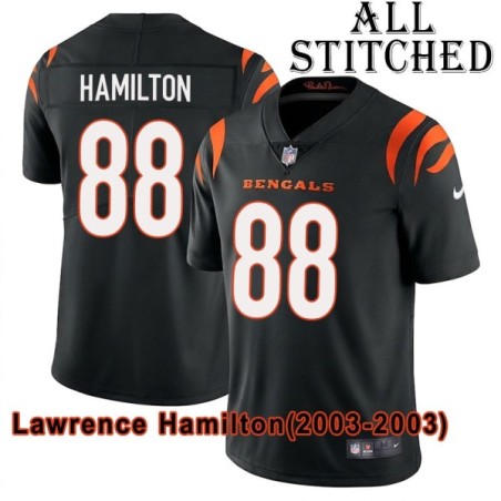 Black Home Embroidered Lawrence Hamilton Cincinnati Bengals #88 Stitched Jersey