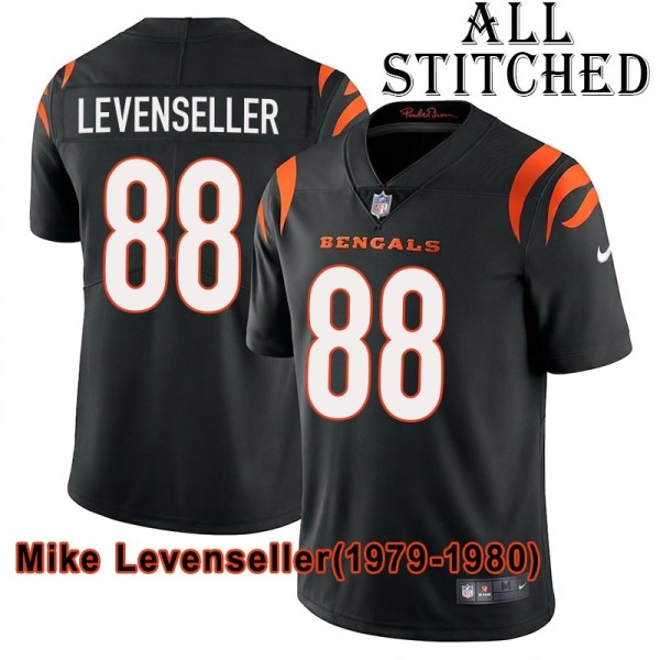 Black Home Embroidered Mike Levenseller Cincinnati Bengals #88 Stitched Jersey