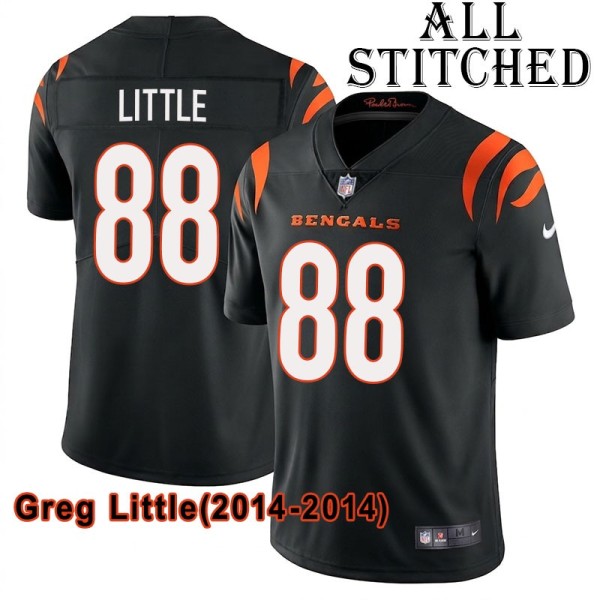 Black Home Embroidered Greg Little Cincinnati Bengals #88 Stitched Jersey