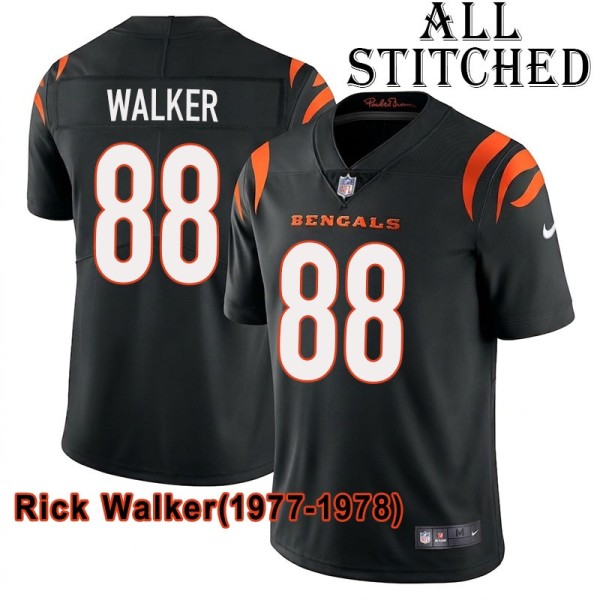 Black Home Embroidered Rick Walker Cincinnati Bengals #88 Stitched Jersey