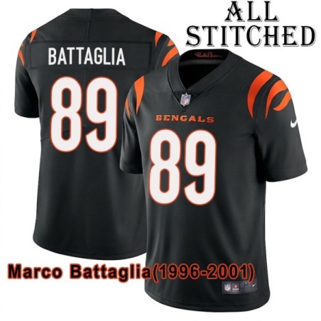 Black Home Embroidered Marco Battaglia Cincinnati Bengals #89 Stitched Jersey