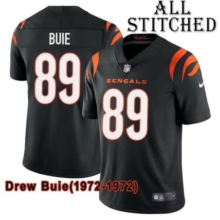 Black Home Embroidered Drew Buie Cincinnati Bengals #89 Stitched Jersey