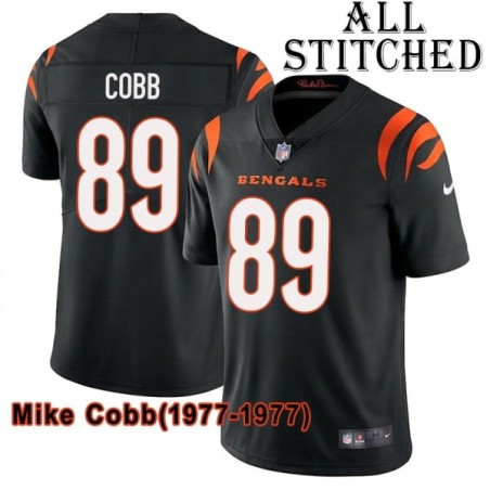 Black Home Embroidered Mike Cobb Cincinnati Bengals #89 Stitched Jersey