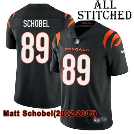 Black Home Embroidered Matt Schobel Cincinnati Bengals #89 Stitched Jersey