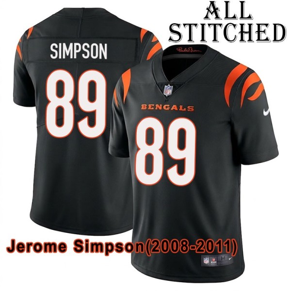 Black Home Embroidered Jerome Simpson Cincinnati Bengals #89 Stitched Jersey