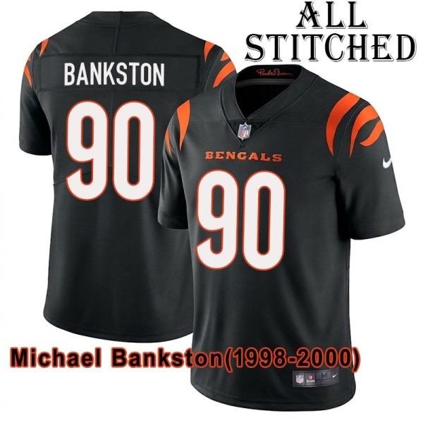 Black Home Embroidered Michael Bankston Cincinnati Bengals #90 Stitched Jersey