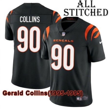 Black Home Embroidered Gerald Collins Cincinnati Bengals #90 Stitched Jersey
