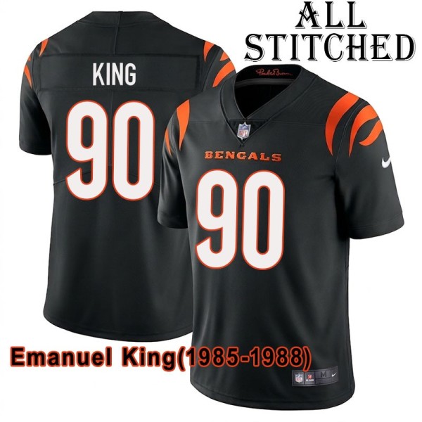 Black Home Embroidered Emanuel King Cincinnati Bengals #90 Stitched Jersey
