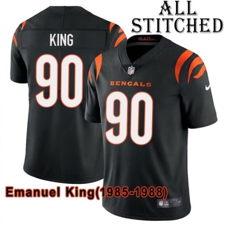 Black Home Embroidered Emanuel King Cincinnati Bengals #90 Stitched Jersey