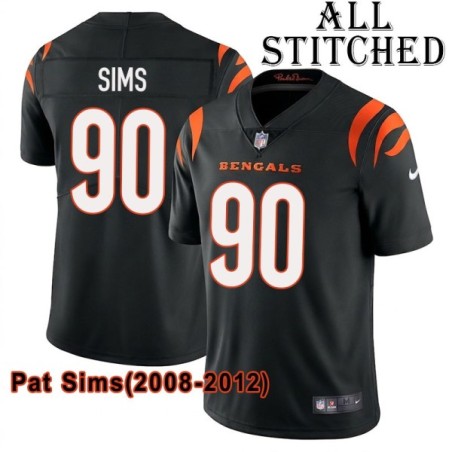 Black Home Embroidered Pat Sims Cincinnati Bengals #90 Stitched Jersey