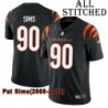 Black Home Embroidered Pat Sims Cincinnati Bengals #90 Stitched Jersey