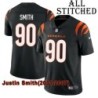 Black Home Embroidered Justin Smith Cincinnati Bengals #90 Stitched Jersey