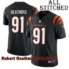 Black Home Embroidered Robert Geathers Cincinnati Bengals #91 Stitched Jersey