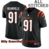 Black Home Embroidered Billy Granville Cincinnati Bengals #91 Stitched Jersey