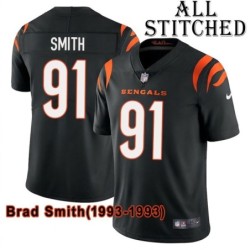 Black Home Embroidered Brad Smith Cincinnati Bengals #91 Stitched Jersey